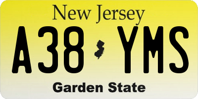 NJ license plate A38YMS