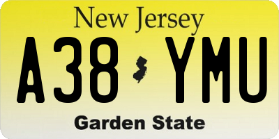 NJ license plate A38YMU