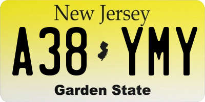 NJ license plate A38YMY