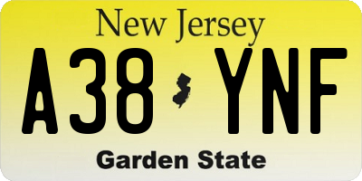 NJ license plate A38YNF