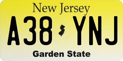 NJ license plate A38YNJ