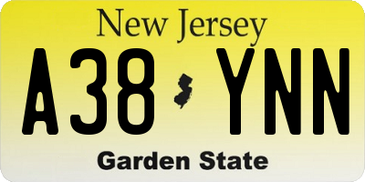 NJ license plate A38YNN
