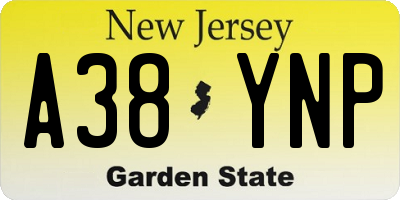 NJ license plate A38YNP