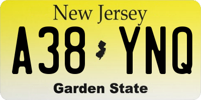 NJ license plate A38YNQ