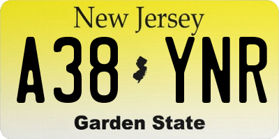 NJ license plate A38YNR