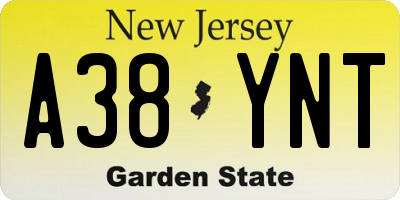 NJ license plate A38YNT