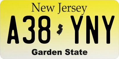 NJ license plate A38YNY