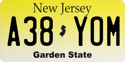 NJ license plate A38YOM