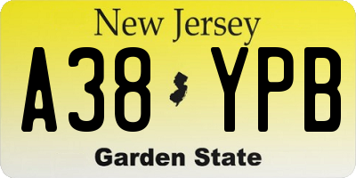 NJ license plate A38YPB