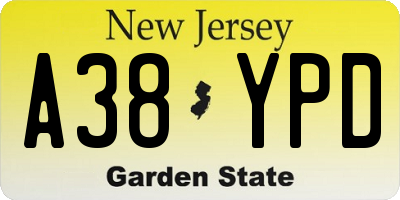 NJ license plate A38YPD