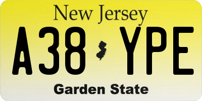 NJ license plate A38YPE