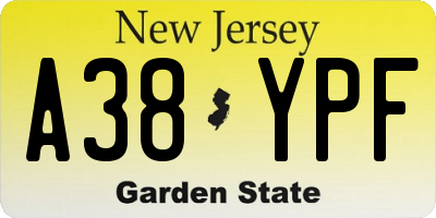 NJ license plate A38YPF