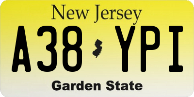 NJ license plate A38YPI