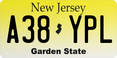 NJ license plate A38YPL