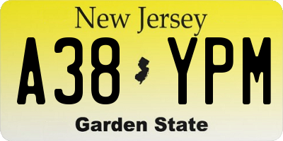 NJ license plate A38YPM