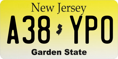 NJ license plate A38YPO