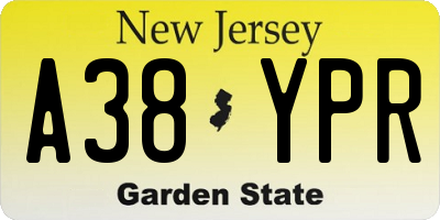 NJ license plate A38YPR