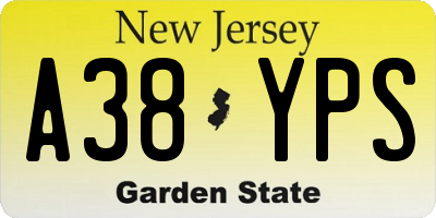 NJ license plate A38YPS