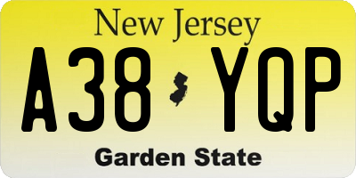 NJ license plate A38YQP