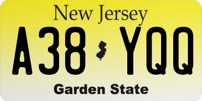 NJ license plate A38YQQ
