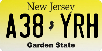 NJ license plate A38YRH