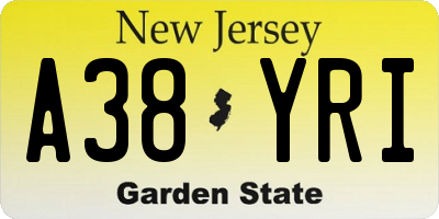 NJ license plate A38YRI