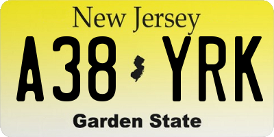NJ license plate A38YRK