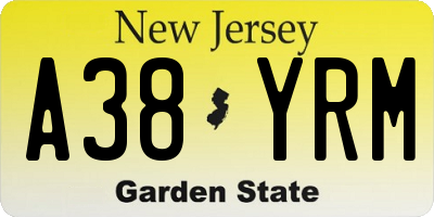 NJ license plate A38YRM