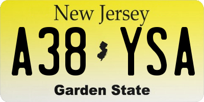 NJ license plate A38YSA