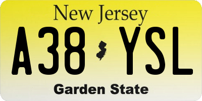 NJ license plate A38YSL