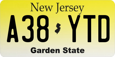 NJ license plate A38YTD