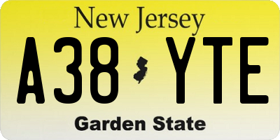 NJ license plate A38YTE