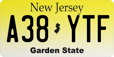 NJ license plate A38YTF