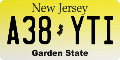 NJ license plate A38YTI