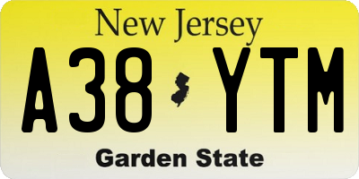 NJ license plate A38YTM