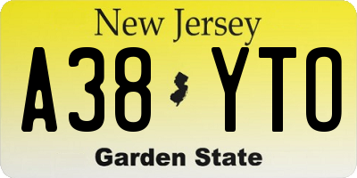 NJ license plate A38YTO