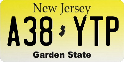 NJ license plate A38YTP