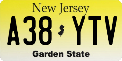 NJ license plate A38YTV
