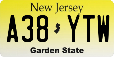 NJ license plate A38YTW