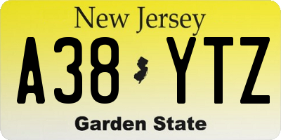 NJ license plate A38YTZ