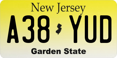 NJ license plate A38YUD