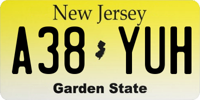 NJ license plate A38YUH