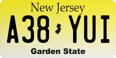NJ license plate A38YUI