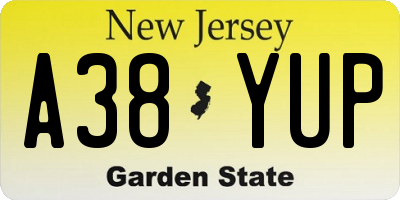 NJ license plate A38YUP