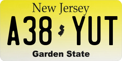 NJ license plate A38YUT