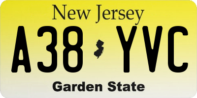 NJ license plate A38YVC