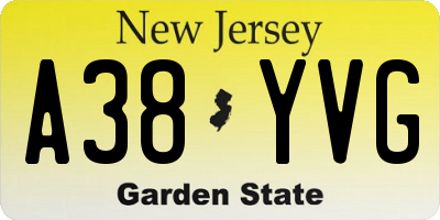 NJ license plate A38YVG