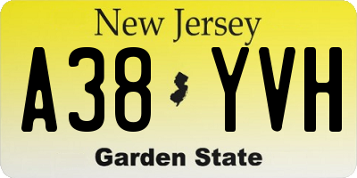 NJ license plate A38YVH