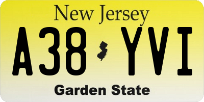 NJ license plate A38YVI