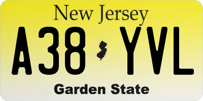 NJ license plate A38YVL